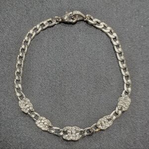 Polished Silver-Tone Embellished Bracelet